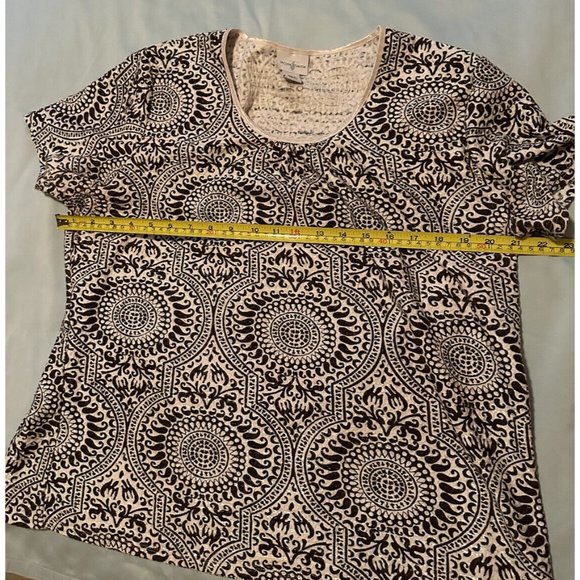Jacqueline Smith Women’s Brown And White Short Sleeve Top Size XL Cotton Blend - Picture 8 of 10
